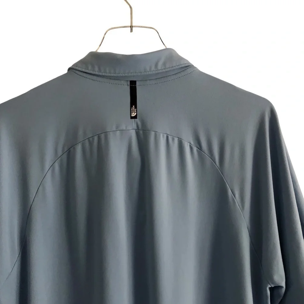 The North Face Mens Polo Shirt Dune Sky Short Sleeve Steel Blue Large